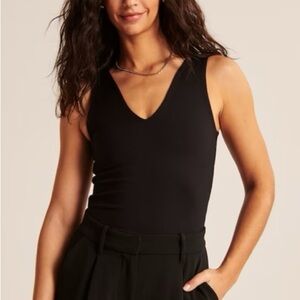 NWT Abercrombie & Fitch Black V-Neck Bodysuit